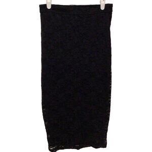Forever 21 Women's Black Lace Overlay Midi Skirt Size Small Elegant Style